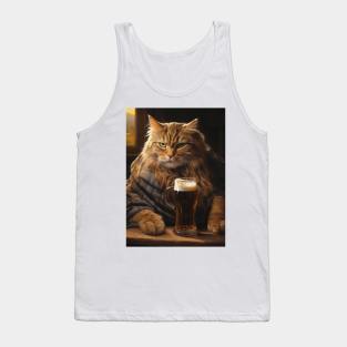 Funny Cat Beer Tank Top